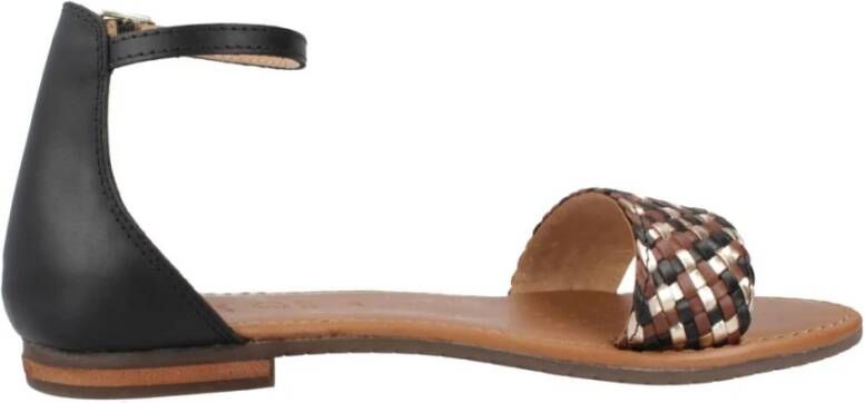 Geox Stijlvolle platte sandalen voor vrouwen Black Dames