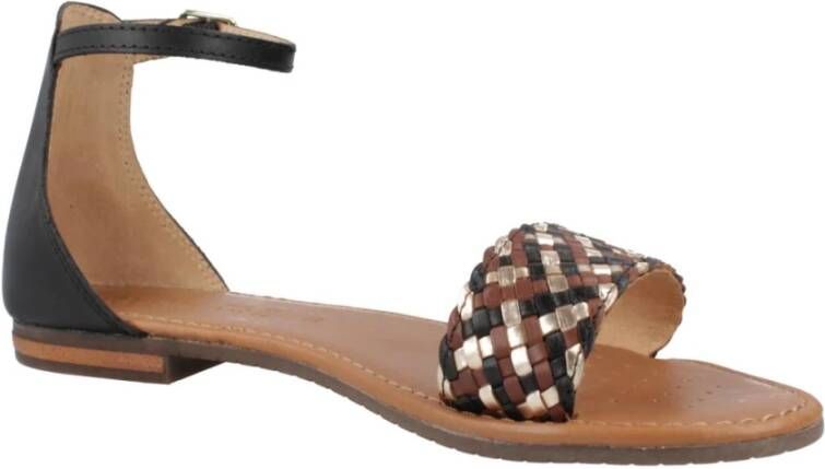 Geox Stijlvolle platte sandalen voor vrouwen Black Dames