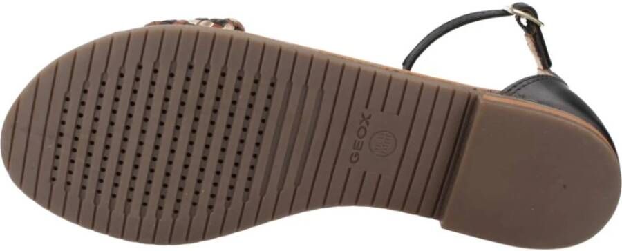 Geox Stijlvolle platte sandalen voor vrouwen Black Dames