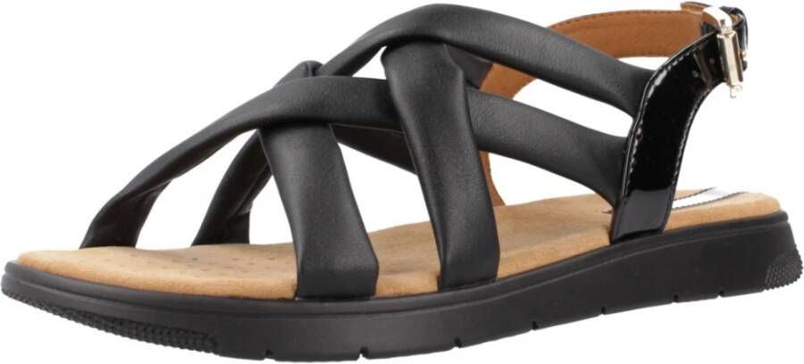 Geox Stijlvolle platte sandalen voor vrouwen Black Dames
