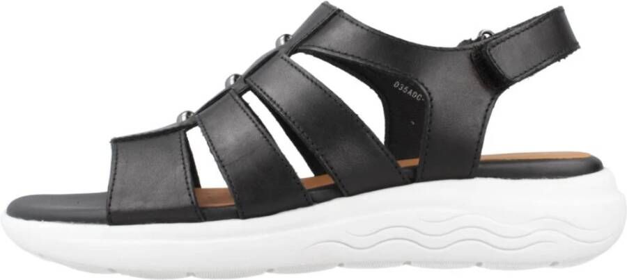 Geox Comfortabele platte sandalen voor vrouwen Black Dames