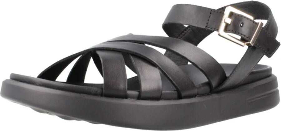 Geox Stijlvolle Platte Sandalen voor Vrouwen Black Dames