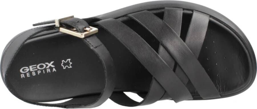 Geox Stijlvolle Platte Sandalen voor Vrouwen Black Dames