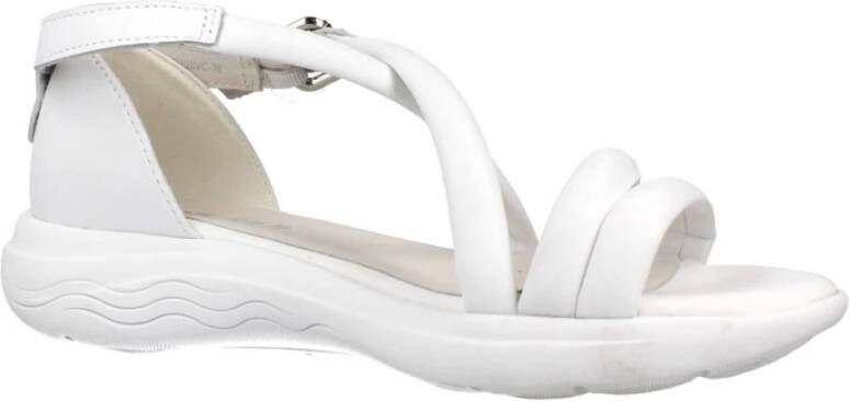 Geox Stijlvolle Platte Sandalen voor Vrouwen White Dames