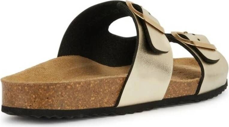 Geox Gouden Platte Sandalen voor Vrouwen Yellow Dames
