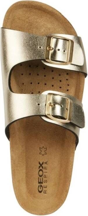 Geox Gouden Platte Sandalen voor Vrouwen Yellow Dames