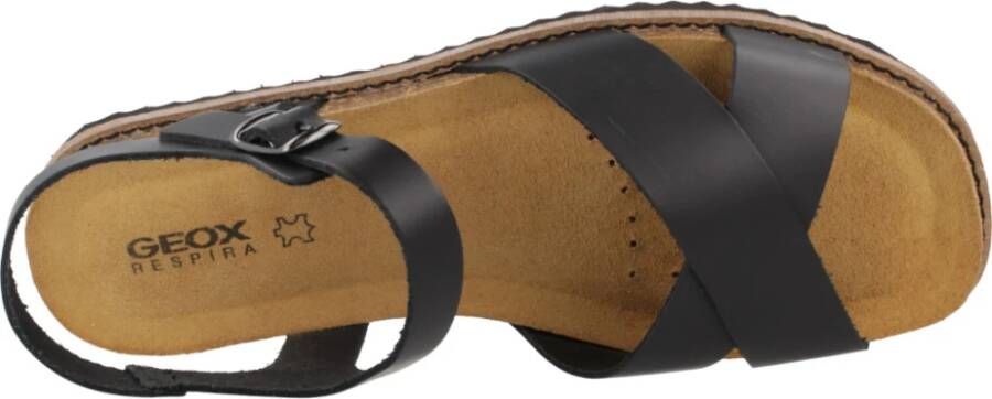Geox Leuca Platte Sandalen Black Dames