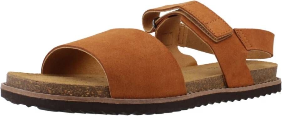 Geox Leuca Platte Sandalen Brown Dames