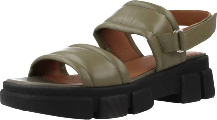 Geox Lisbona Platte Sandalen Green Dames