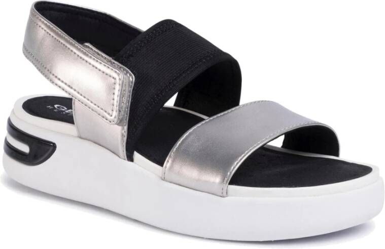 Geox silver black casual open sandals Grijs Dames