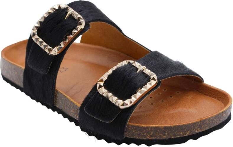 Geox Stijlvolle zomer sliders voor vrouwen Black Dames