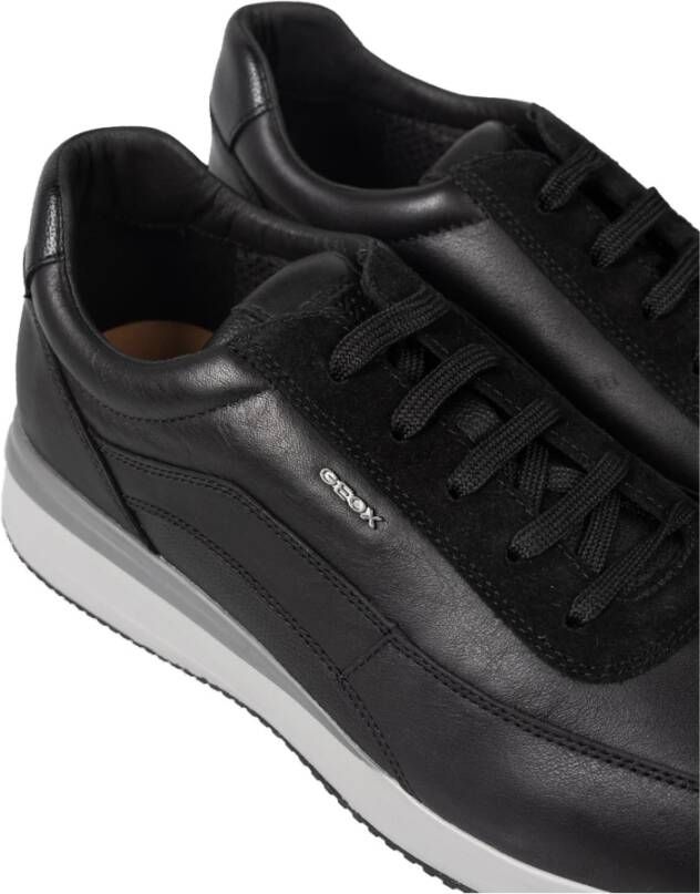 Geox Vetersneakers met merkdetail Zwart Heren