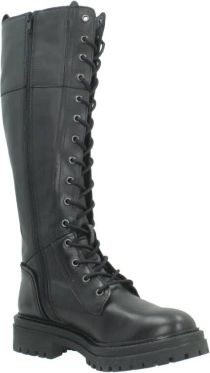 Geox Stijlvolle Lace-up Boots in Iridea Black Dames