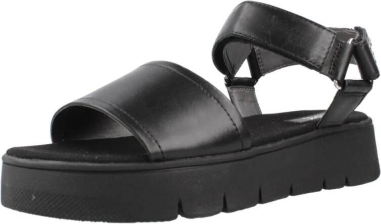 Geox Stijlvolle platte sandalen voor vrouwen Black Dames