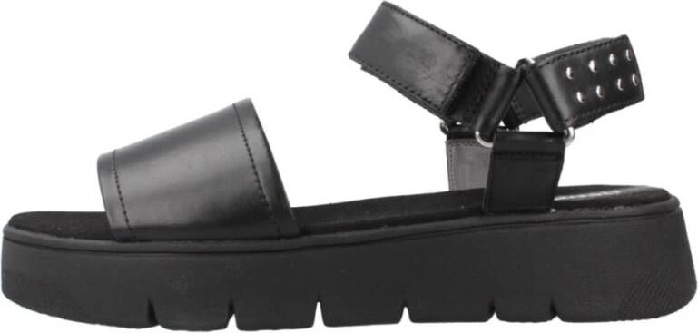 Geox Stijlvolle platte sandalen voor vrouwen Black Dames