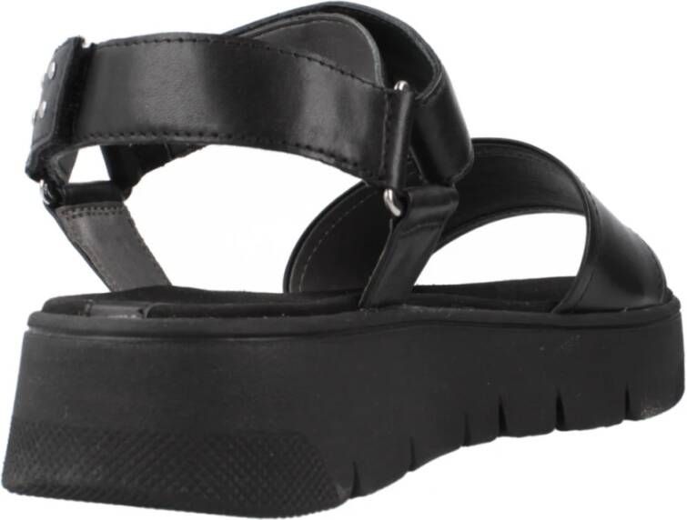 Geox Stijlvolle platte sandalen voor vrouwen Black Dames