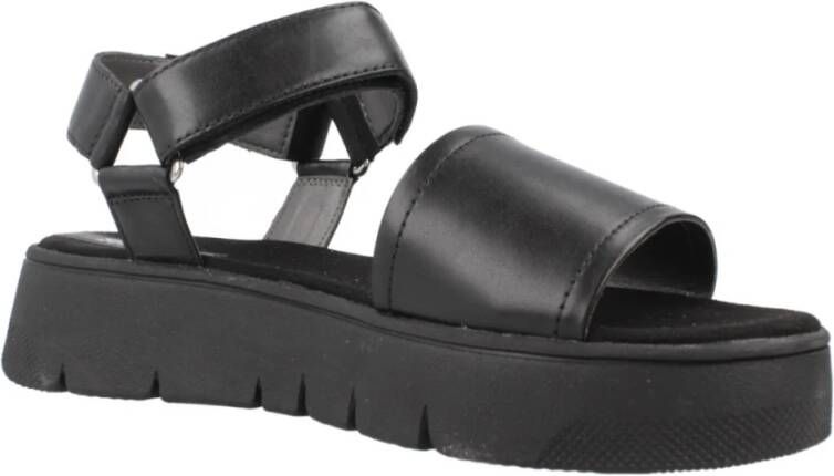 Geox Stijlvolle platte sandalen voor vrouwen Black Dames