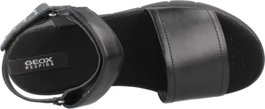 Geox Stijlvolle platte sandalen voor vrouwen Black Dames
