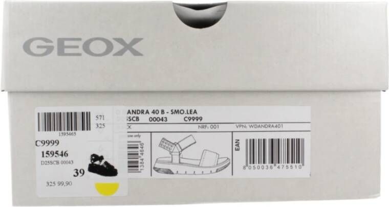 Geox Stijlvolle platte sandalen voor vrouwen Black Dames