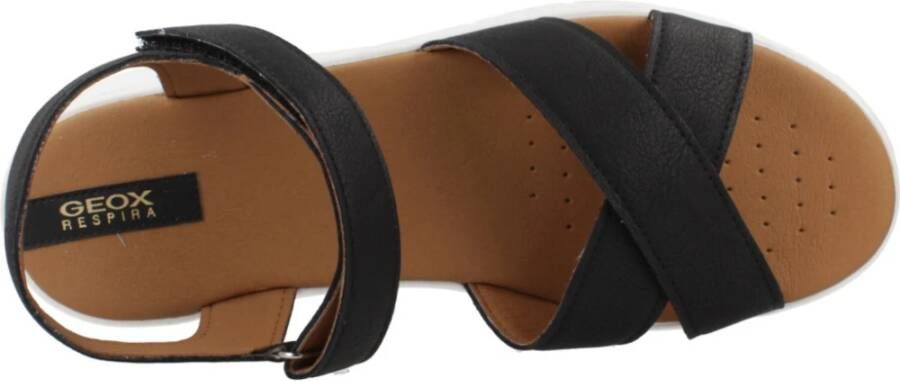 Geox Stijlvolle platte sandalen voor vrouwen Black Dames