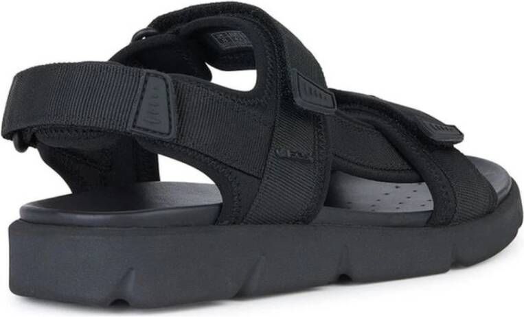 Geox Zwarte platte sandalen voor mannen Black Heren