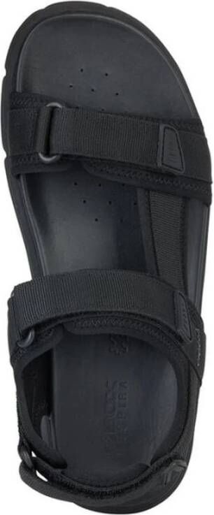 Geox Zwarte platte sandalen voor mannen Black Heren