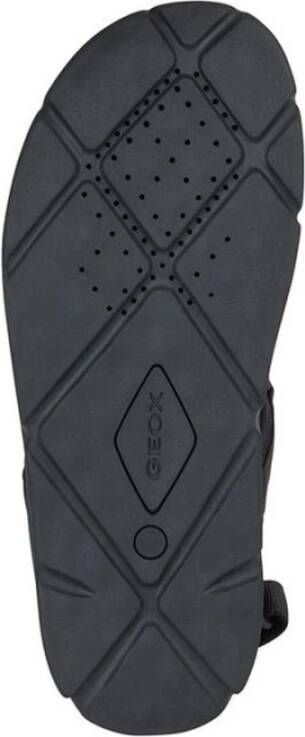 Geox Zwarte platte sandalen voor mannen Black Heren