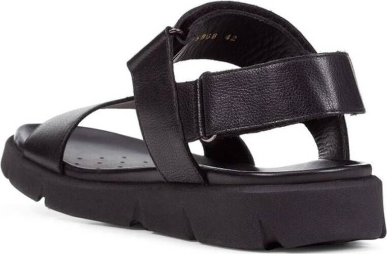 Geox Zwarte platte sandalen voor mannen Black Heren