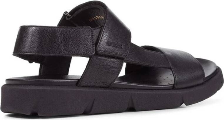 Geox Zwarte platte sandalen voor mannen Black Heren