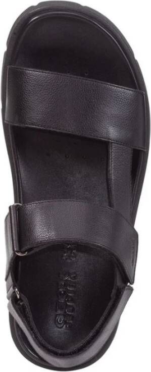 Geox Zwarte platte sandalen voor mannen Black Heren