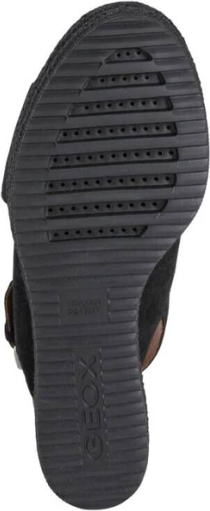 Geox Zwarte platte sandalen voor vrouwen