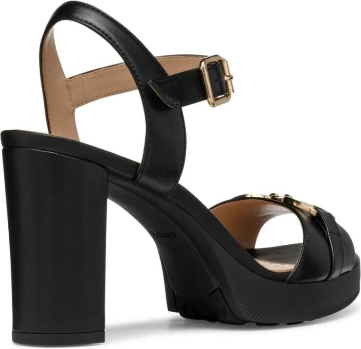 Geox Zwarte platte sandalen voor vrouwen