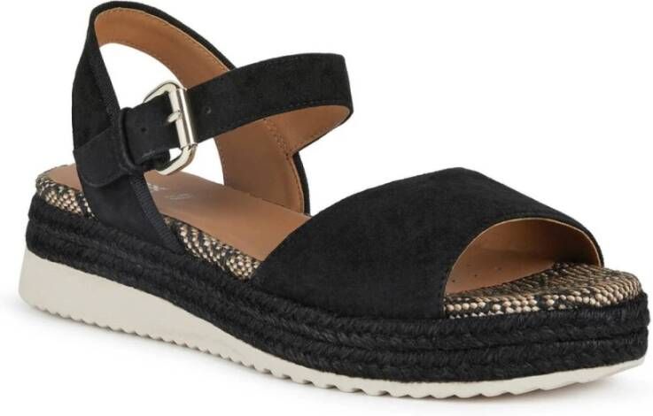 Geox Zwarte platte sandalen voor vrouwen Black Dames