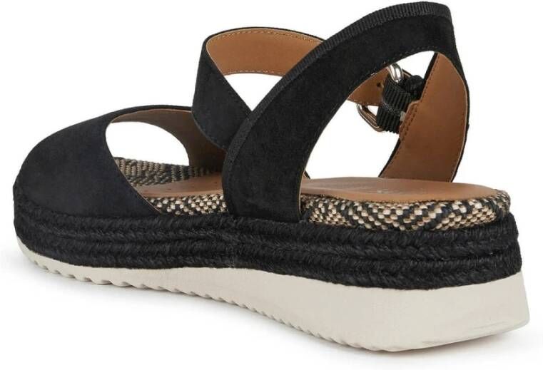 Geox Zwarte platte sandalen voor vrouwen Black Dames