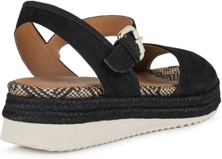 Geox Zwarte platte sandalen voor vrouwen Black Dames