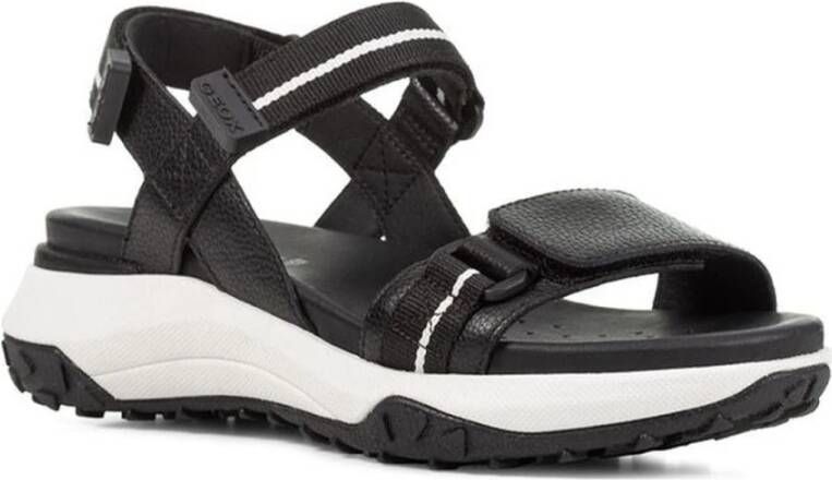 Geox Zwarte platte sandalen voor vrouwen Black Dames