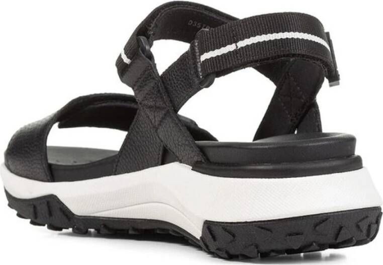 Geox Zwarte platte sandalen voor vrouwen Black Dames