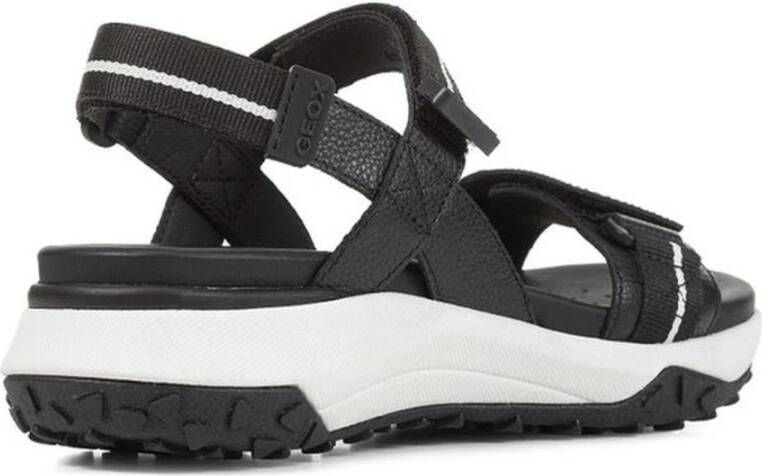 Geox Zwarte platte sandalen voor vrouwen Black Dames