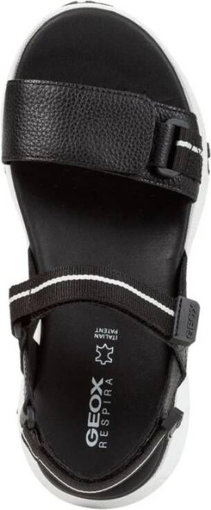 Geox Zwarte platte sandalen voor vrouwen Black Dames