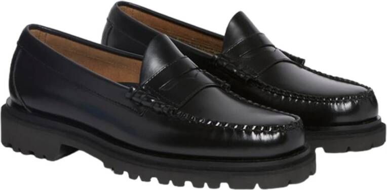 G.h. Bass & Co. Zwarte leren Penny Loafers Herfst Winter 2024 Black Heren