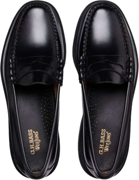 G.h. Bass & Co. Zwarte leren Penny Loafers Herfst Winter 2024 Black Heren