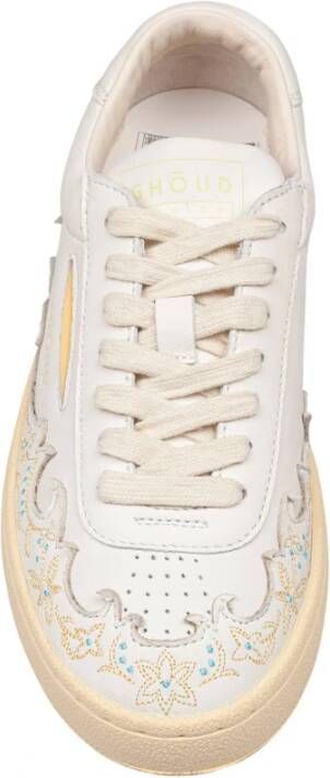Ghoud Geborduurde leren sneakers Ivoor kleur