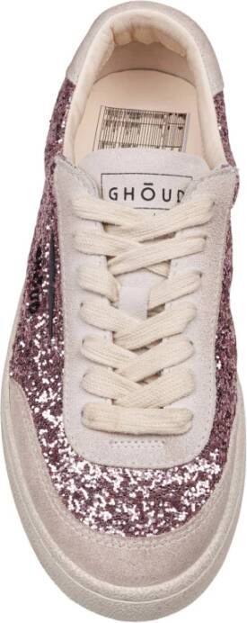 Ghoud Roze Suède Glitter Sneakers Vetersluiting Multicolor Dames