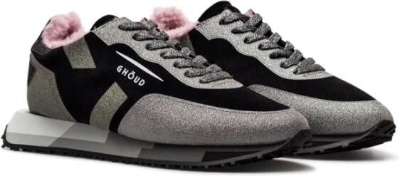 Ghoud Zwarte Zilveren Leren Sneakers voor Dames Zwart Dames