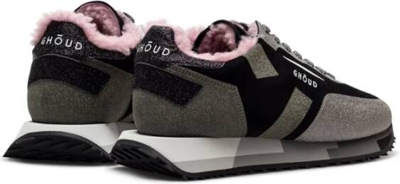 Ghoud Zwarte Zilveren Leren Sneakers voor Dames Zwart Dames