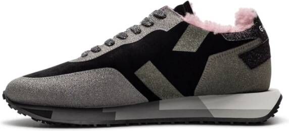 Ghoud Zwarte Zilveren Leren Sneakers voor Dames Zwart Dames