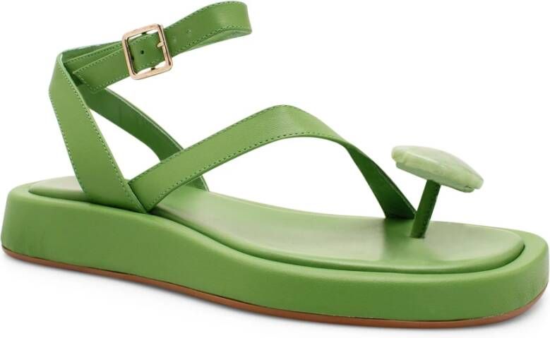 Gia Borghini Rosie 18 lederen platte schoenen Groen Dames