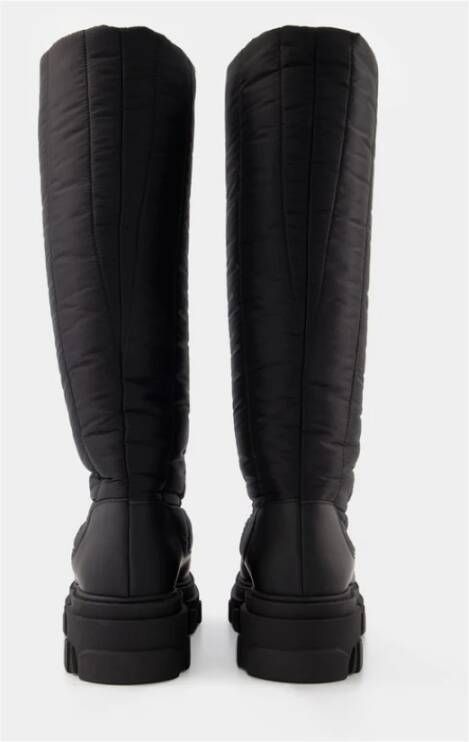 Gia Borghini Tall Puffer Boots in Black Poly Zwart Dames