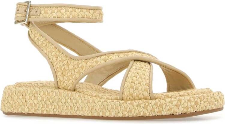 Gia Borghini Tweekleurige raffia rosie 17 sandalen Beige Dames