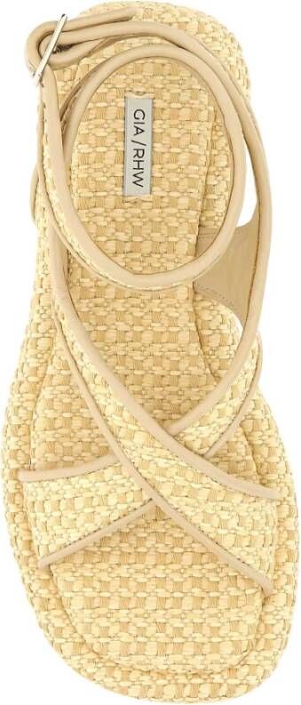 Gia Borghini Tweekleurige raffia rosie 17 sandalen Beige Dames